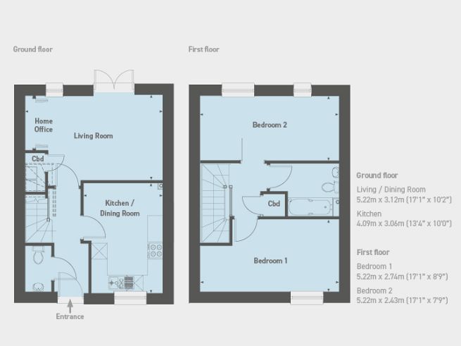 Floor plan 2 bedroom house - artist's  impression subject to change